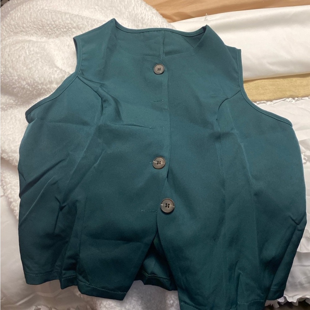 Dark Green Button-Up Vest
